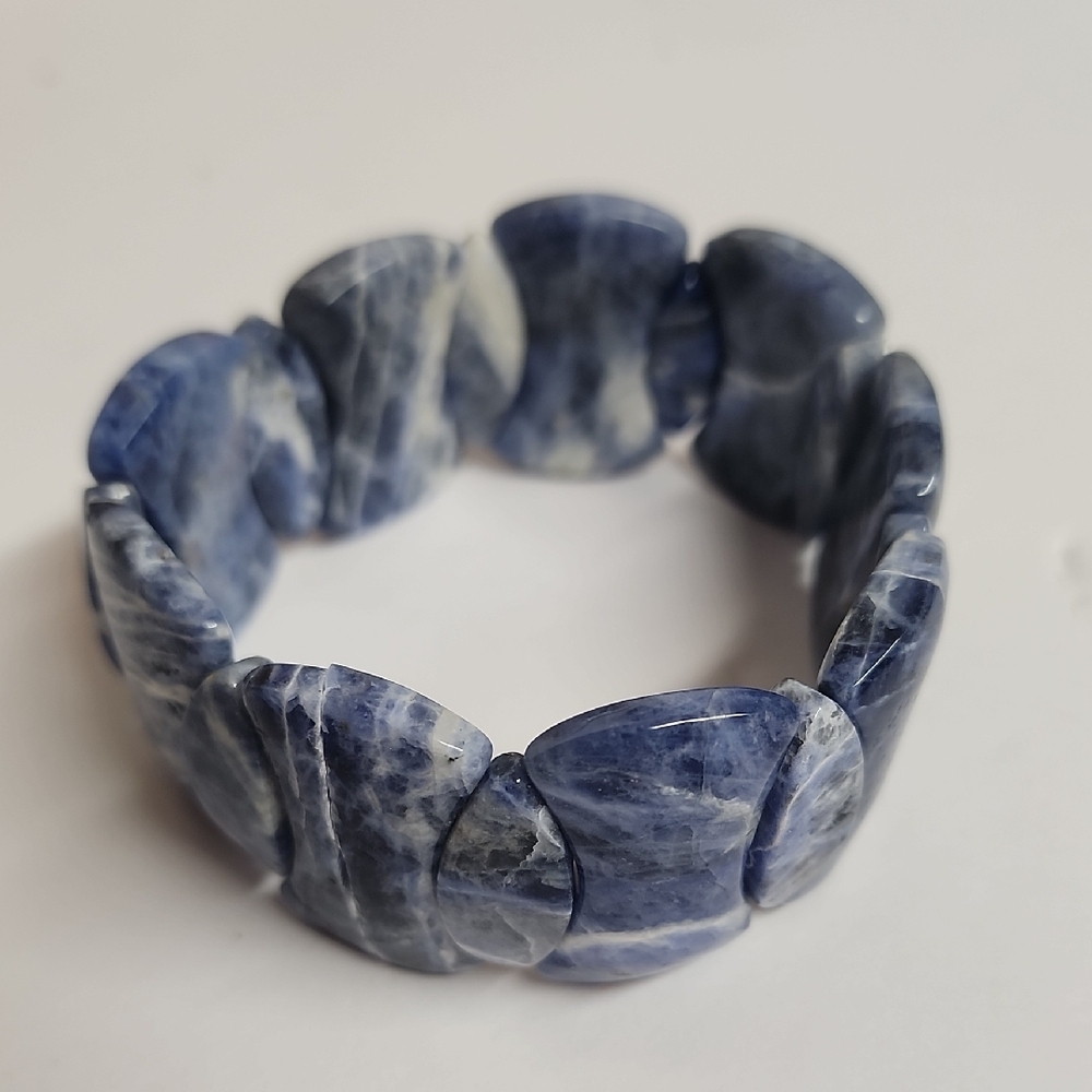 Edit Broken Jay King Sodalite mines find stretch blue Southwestern bracelet Boho
